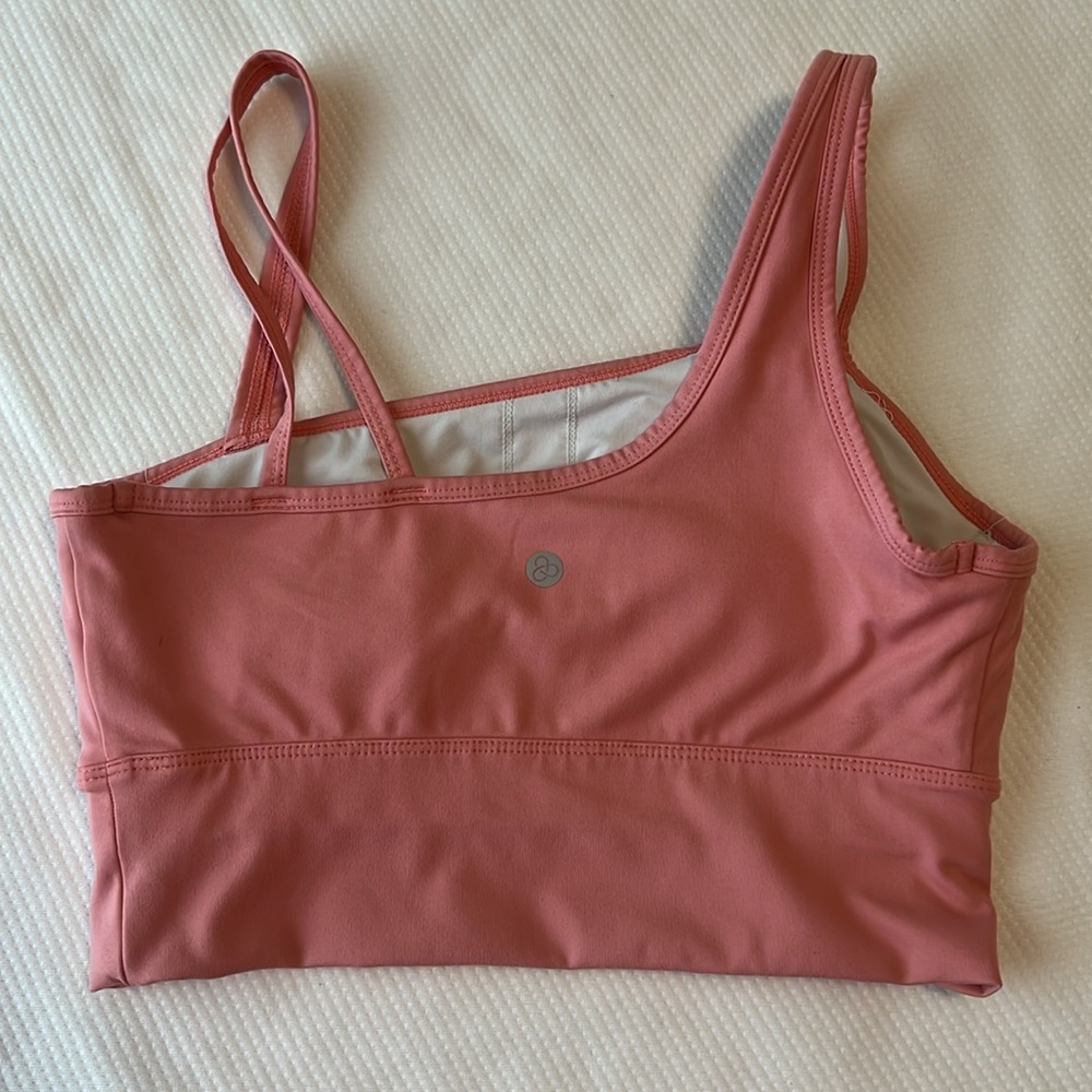 Zella Studio Lite Asymmetrical Sports Bra Yoga Medium Sup. Size Small Pink - Picture 2 of 5